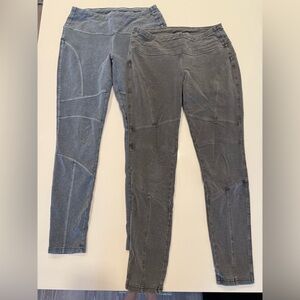 PrAna Blue and Gray Textured Leggings with Pockets Set of Two